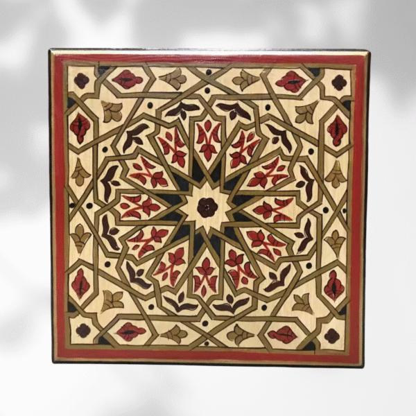 Beige Moroccan Wood Square Coffee Table / Andalusian Style.