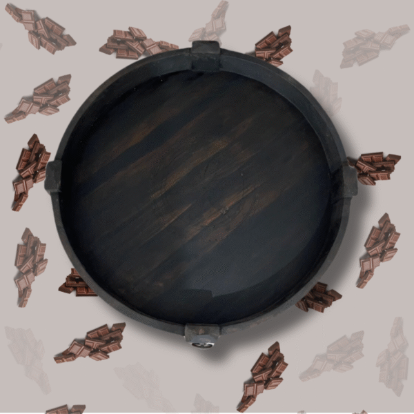 Solid Wood Round Coffee Table / Dark Brown / Amazigh Style.