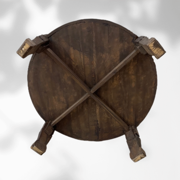 Solid Wood Round Coffee Table / Dark Brown / Amazigh Style.