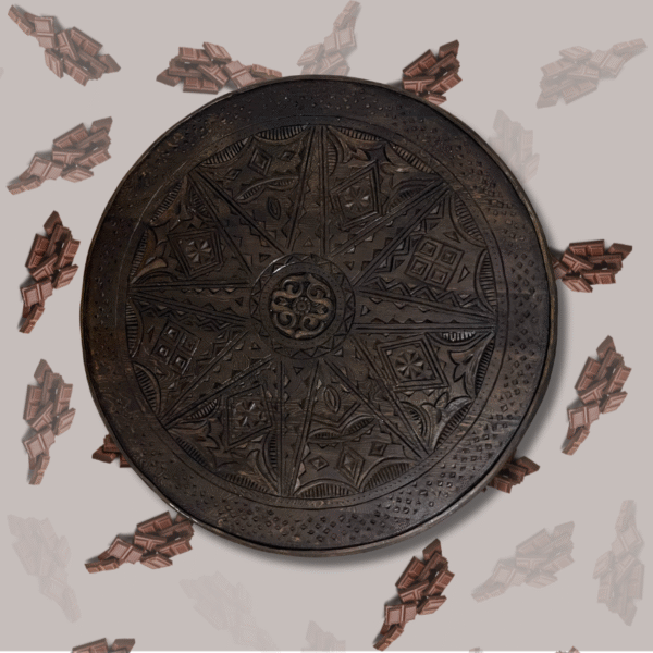 6-legged Moroccan Carved Coffee Table Round/ Dark Brown / Amazigh style.