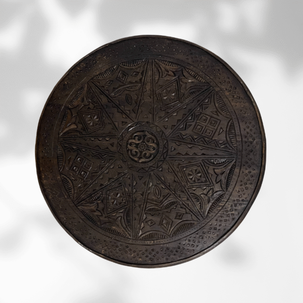 6-legged Moroccan Carved Coffee Table Round/ Dark Brown / Amazigh style.