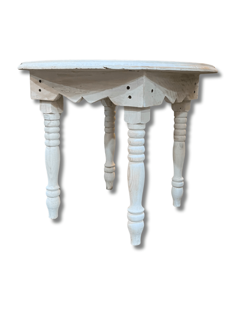 Moroccan carved round white coffee table