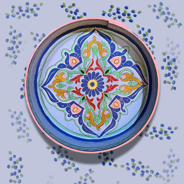 Mandala Table/ Moroccan Painted Mida Table With Rim and Legs/ Andalusian style.