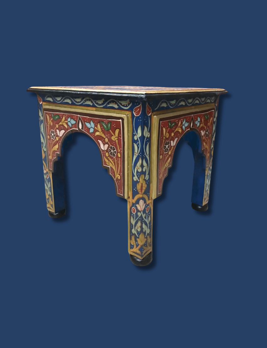 Blue Wood Square Coffee Table