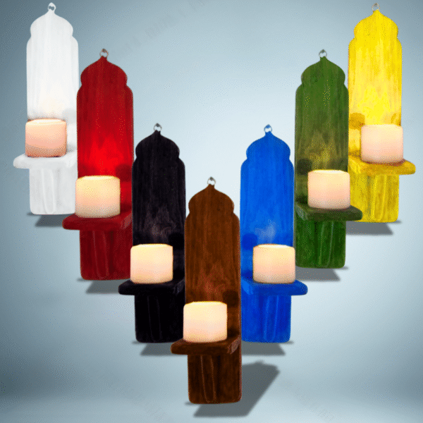 Set of 2 Moroccan Style Wood Wall Sconce's Candle Holders