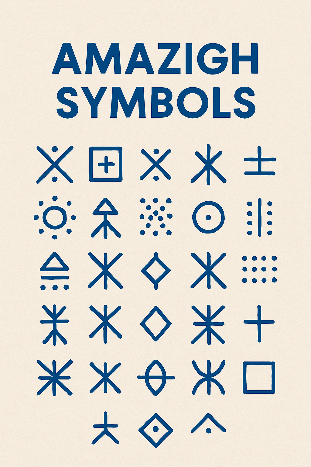 A collection of Amazigh (Tifinagh) language symbols, reflecting Berber identity and cultural pride.