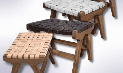 Moroccan wooden entryway bench with hand-carved legs and neutral cushion