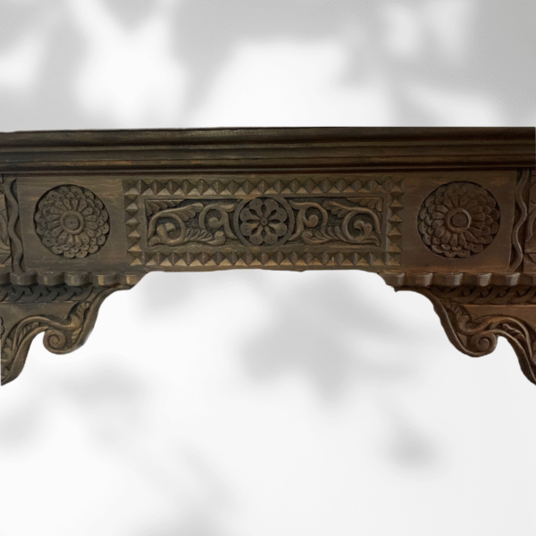 Boutabaa Crafts - Carved Moroccan Table Console - Dark Brown.