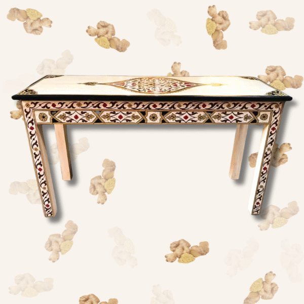Boutabaa Crafts - Painted Moroccan Table console - Beige.