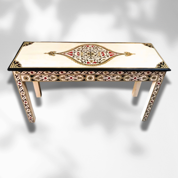 Boutabaa Crafts - Painted Moroccan Table console - Beige.