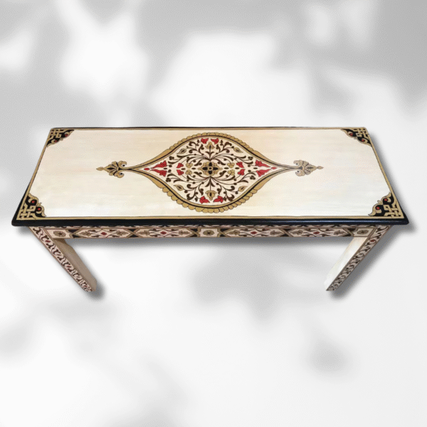 Boutabaa Crafts - Painted Moroccan Table console - Beige.