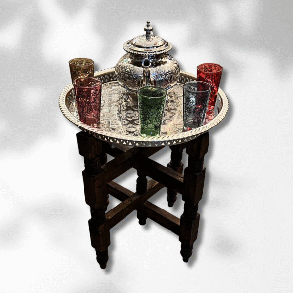 Boutabaa Crafts - Moroccan Folding Tea Table / Brass Tray Table