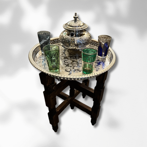 Boutabaa Crafts - Moroccan Folding Tea Table / Brass Tray Table