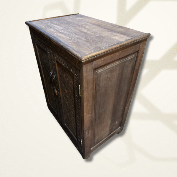 Boutabaa Crafts - Moroccan Carved Entryway Storage Cabinet - Brown