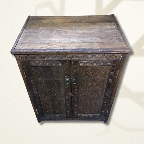 Boutabaa Crafts - Moroccan Carved Entryway Storage Cabinet - Brown
