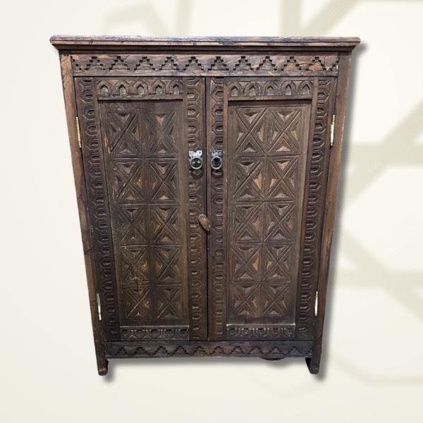 Boutabaa Crafts - Moroccan Carved Entryway Storage Cabinet - Brown