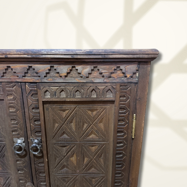 Boutabaa Crafts - Moroccan Carved Entryway Storage Cabinet - Brown
