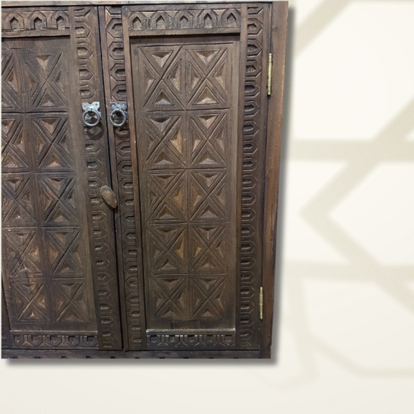 Boutabaa Crafts - Moroccan Carved Entryway Storage Cabinet - Brown