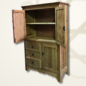 Boutabaa Crafts - Luxurious Moroccan Carved Bedroom Dresser - Natural