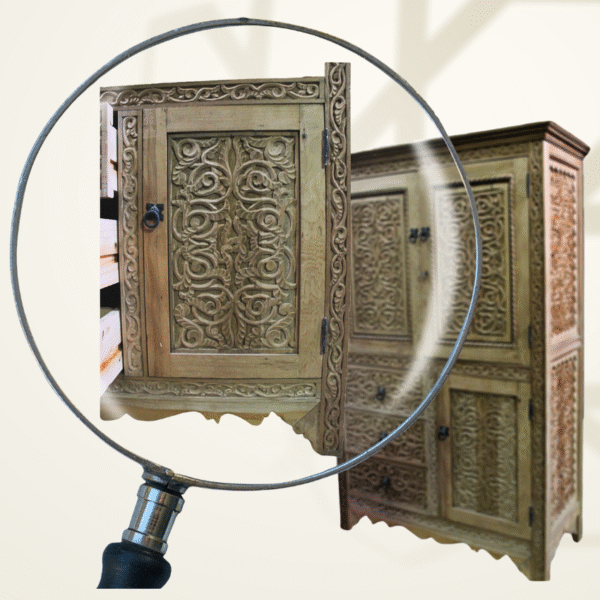 Boutabaa Crafts - Luxurious Moroccan Carved Bedroom Dresser - Natural