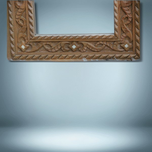 Boutabaa Crafts - Unique Bone Inlay Mirror / Wood Frame - Natural Cedar