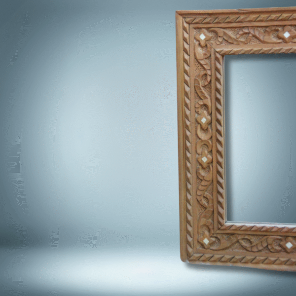 Boutabaa Crafts - Unique Bone Inlay Mirror / Wood Frame - Natural Cedar