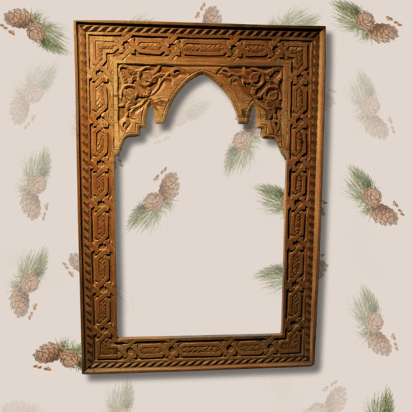Boutabaa Crafts - Moroccan Arch Mirror / Wood Frame - Natural Cedar