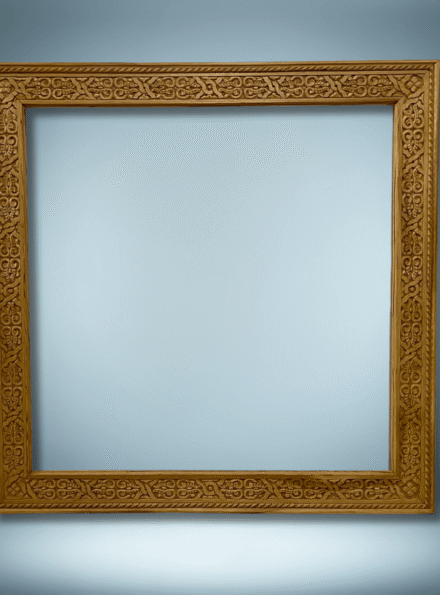Hand-carved Moroccan wood wall frame with traditional patterns