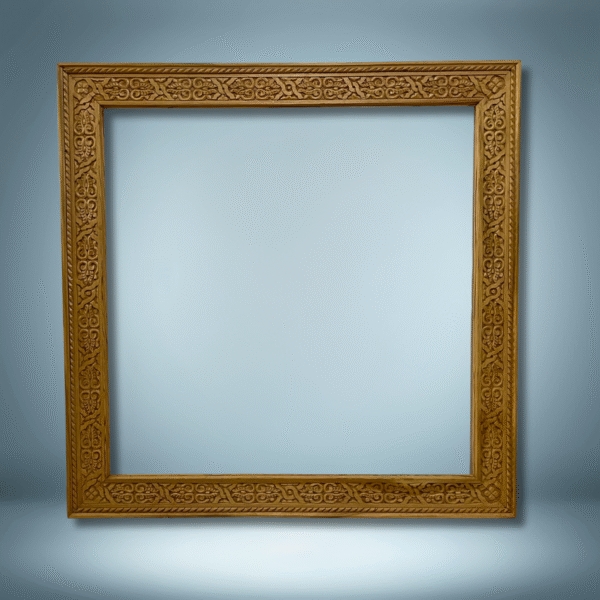 Boutabaa Crafts - Unique Moroccan Wood Frame / Carved Mirror - Natural Cedar