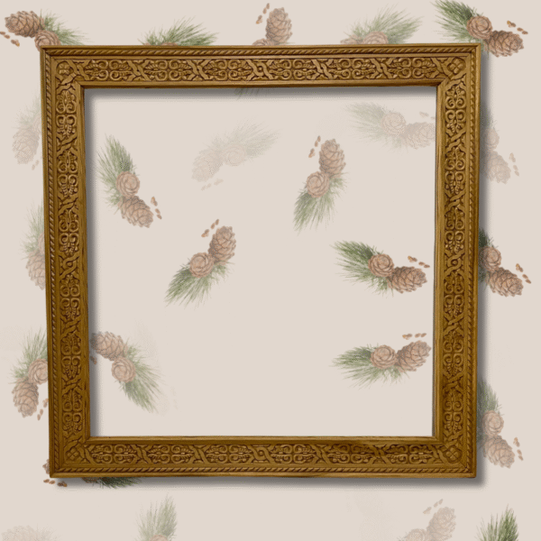 Boutabaa Crafts - Unique Moroccan Wood Frame / Carved Mirror - Natural Cedar