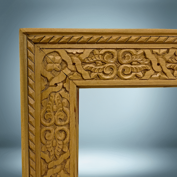 Boutabaa Crafts - Unique Moroccan Wood Frame / Carved Mirror - Natural Cedar