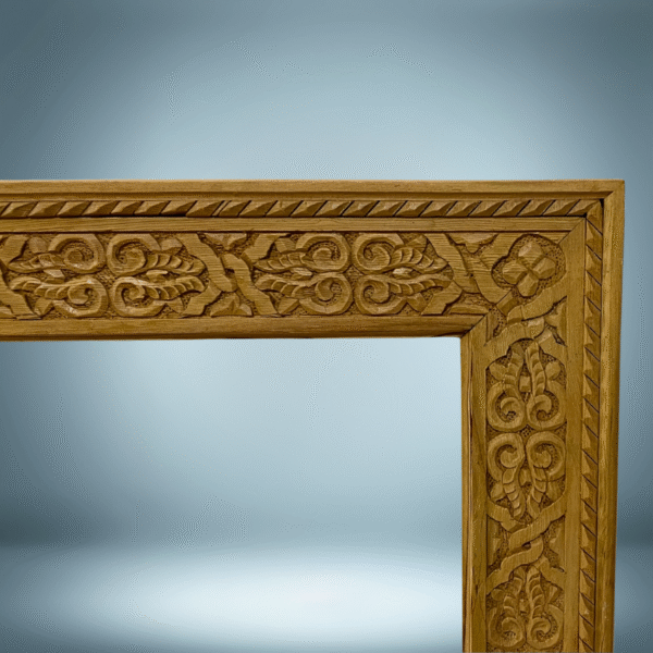 Boutabaa Crafts - Unique Moroccan Wood Frame / Carved Mirror - Natural Cedar