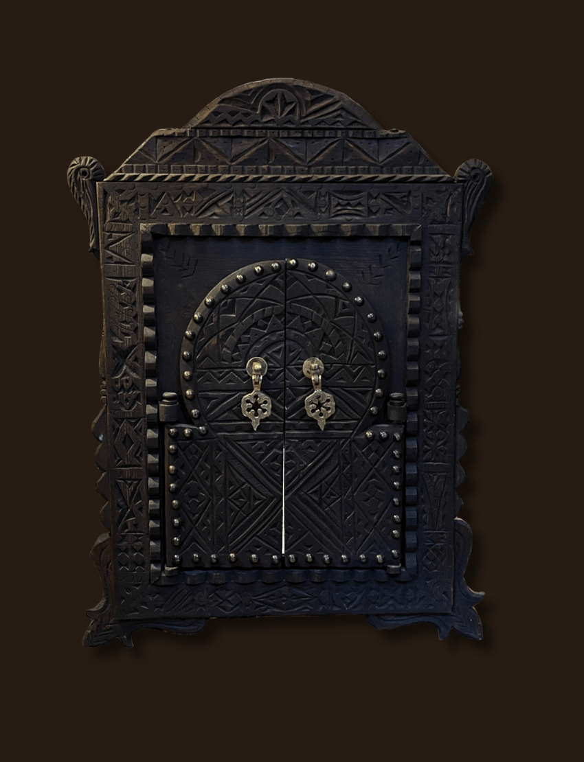 Handcrafted Moroccan Arched Mirror with solid wood frame and traditional design