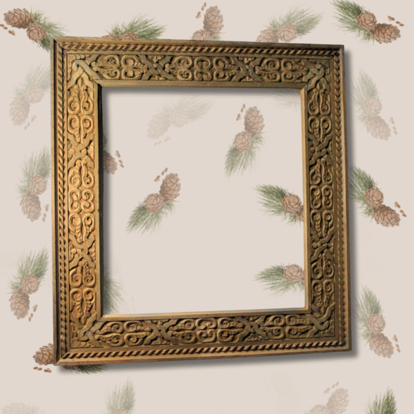 Boutabaa Crafts - Unique Wood Picture Frame / Carved Mirror - Natural Cedar