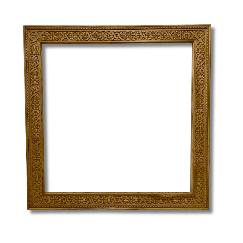 Hand-carved Moroccan Wood Frame made from cedar with geometric and floral detailing