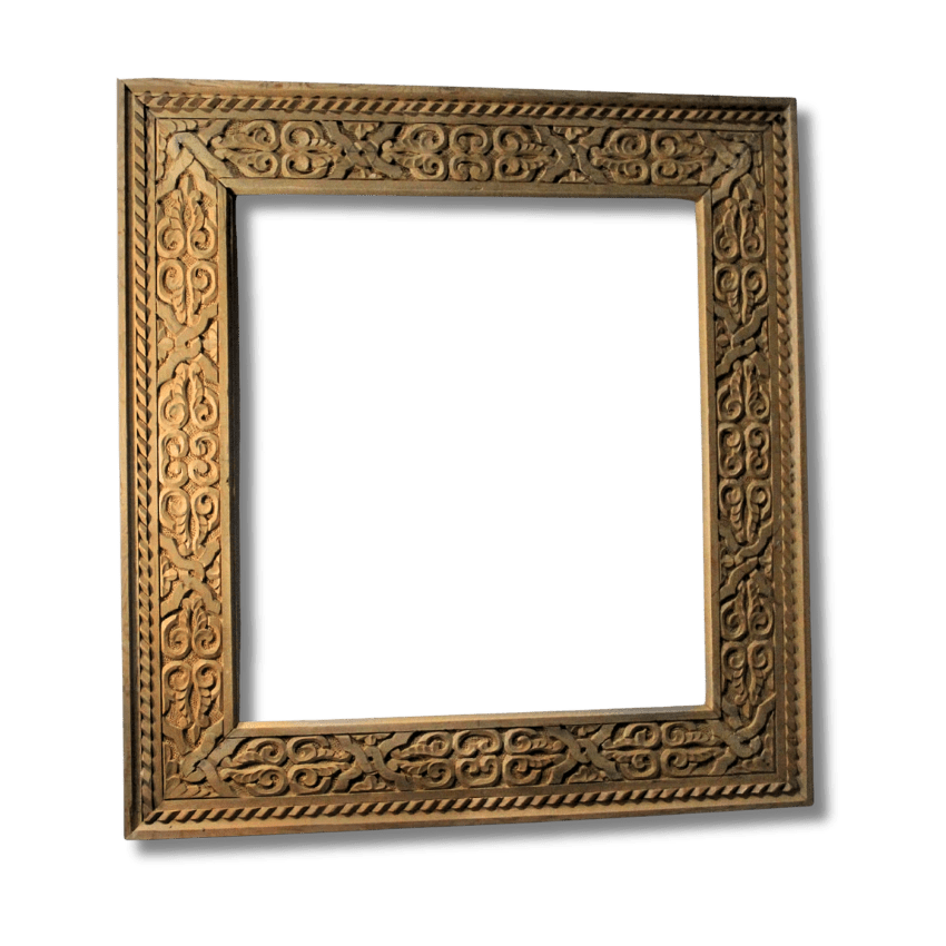 Hand-carved Moroccan Wood Picture Frame with intricate floral design