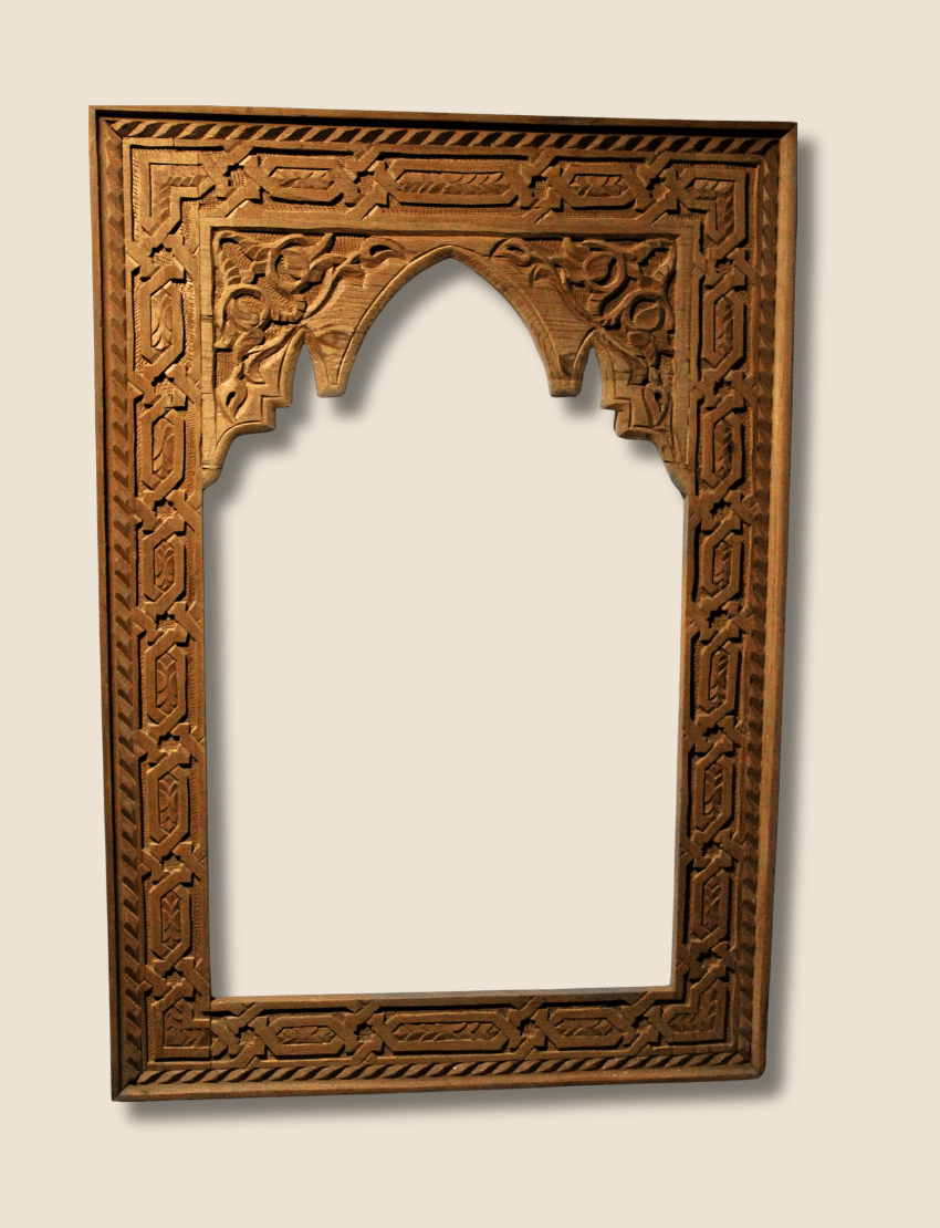 Handcrafted Moroccan Arch Mirror with solid wood frame and traditional design