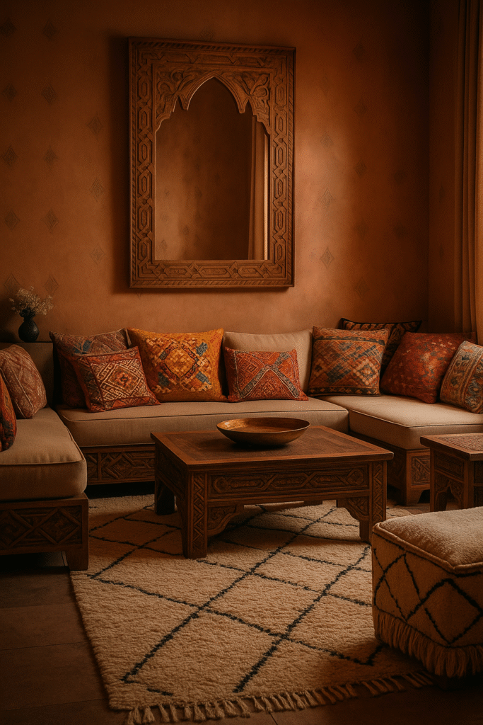 Moroccan Arch Mirror in a Living Room Interior Setting