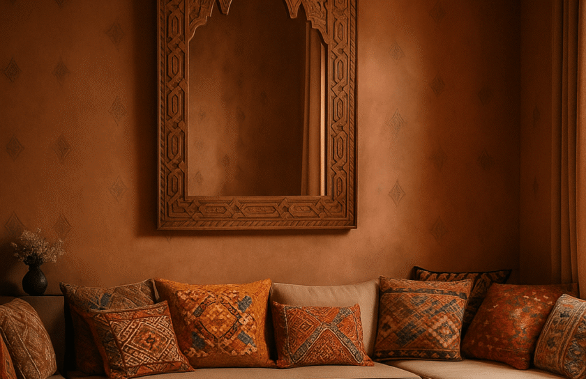 Moroccan Arch Mirror in a Living Room Interior Setting