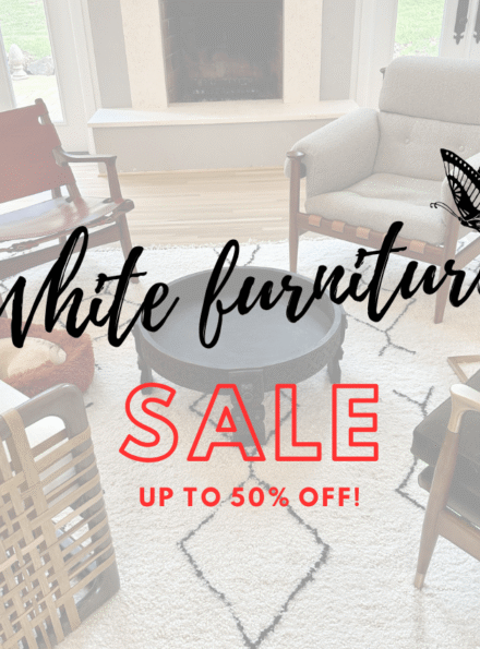 white furniture: White Moroccan coffee table with clean design and hand-painted details