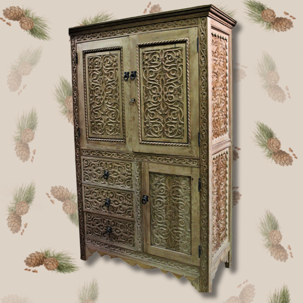 Boutabaa Crafts - Luxurious Moroccan Carved Bedroom Dresser - Natural