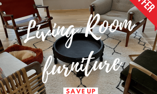 living room furniture sale featuring Moroccan handmade coffee and side tables